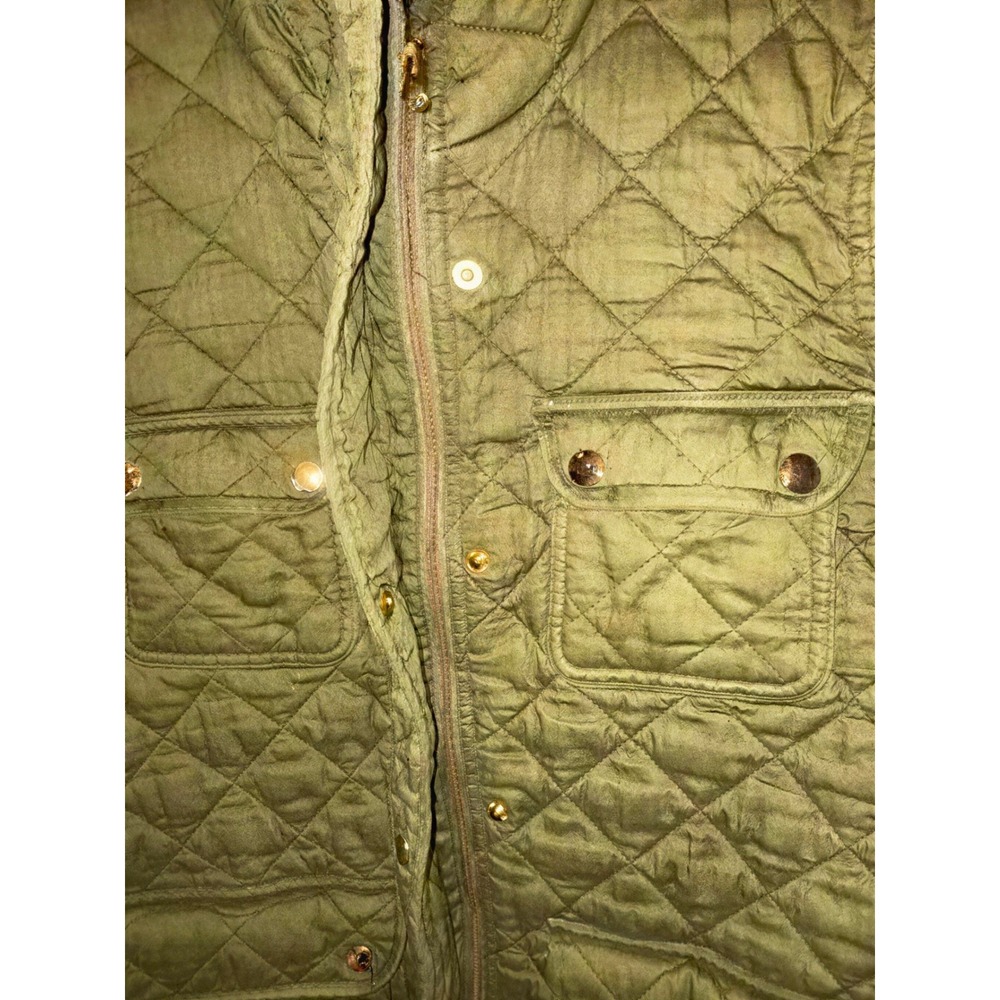 J.Crew Quilted  Field Jacket Women Size S Olive Green Moss Utility Barn Coat - Picture 9 of 13